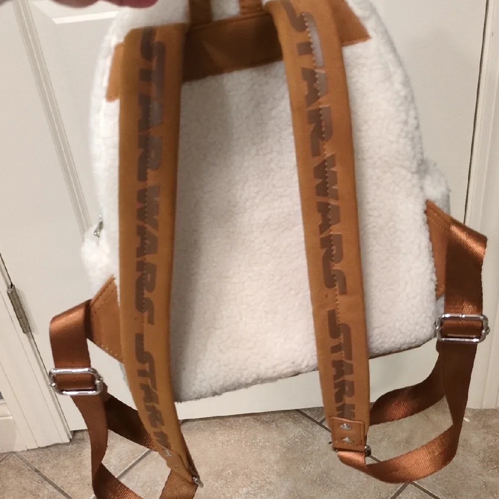 Disney Parks Loungefly Star Wars White and Brown Backpack with Grogu Character - Picture 5 of 13